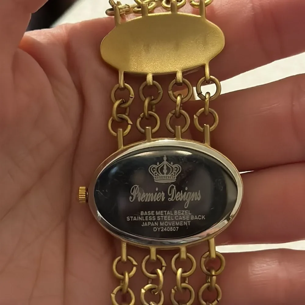 Premier Designs Metro Gold Enamel Women's Bracelet Watch
